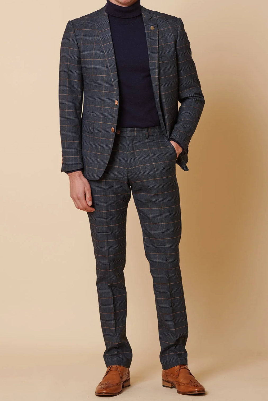 MARC DARCY Jenson Two Piece Suit - Marine Navy Check