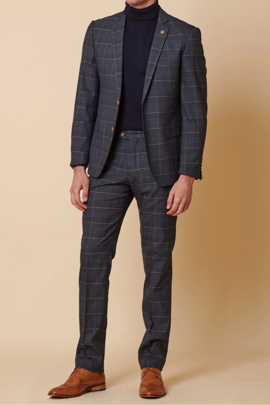 MARC DARCY Jenson Two Piece Suit - Marine Navy Check