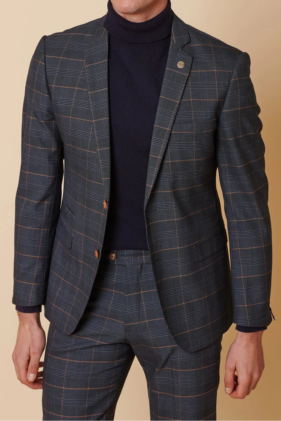 MARC DARCY Jenson Two Piece Suit - Marine Navy Check