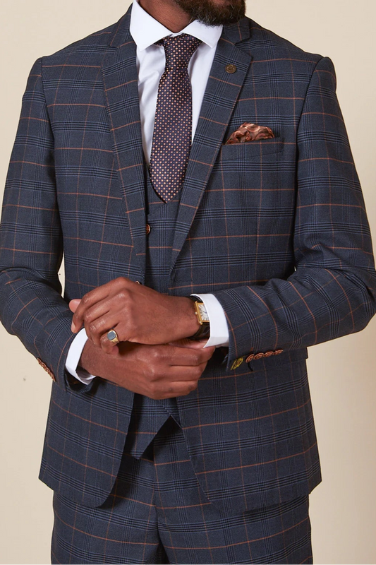 MARC DARCY Jenson Blazer - Marine Navy Check