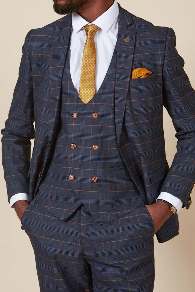 MARC DARCY Jenson Blazer - Marine Navy Check