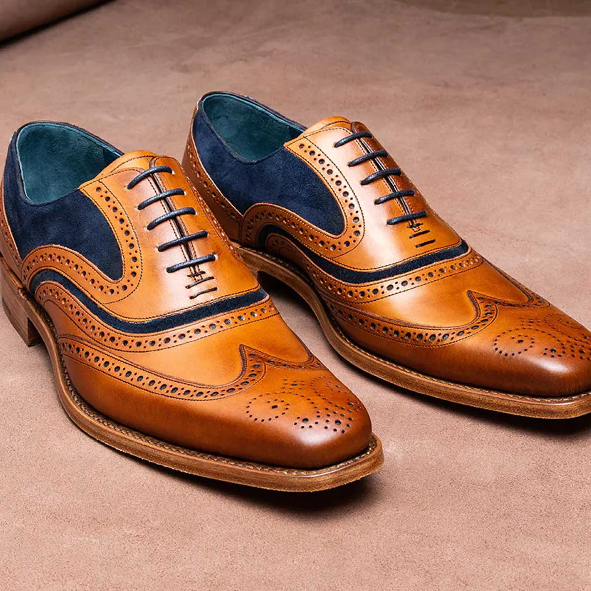 BARKER McClean Shoes - Cedar Calf & Blue Suede