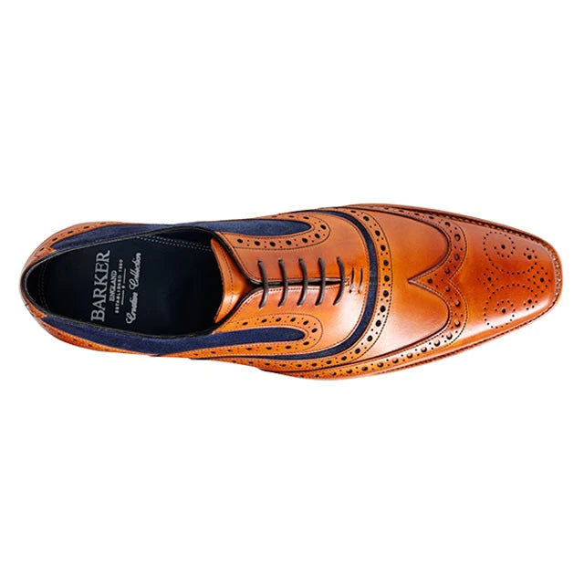 BARKER McClean Shoes - Cedar Calf & Blue Suede