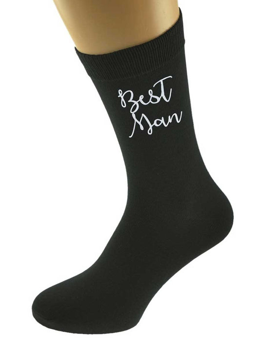 Best Man Wedding Cotton Socks - Black