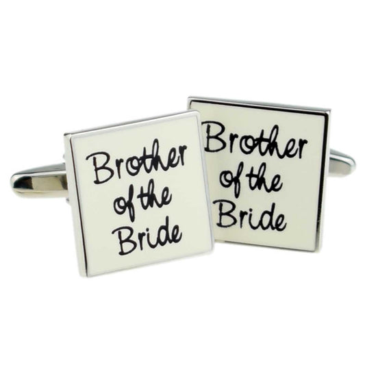 Brother of the Bride Square Cufflinks - White & Silver