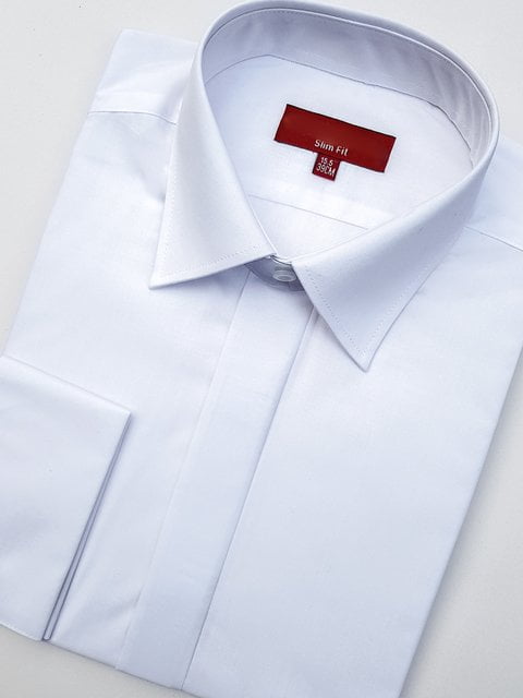 COLIN ROSS Slim-Fit Wedding Shirt - Men's Double Cuff – White