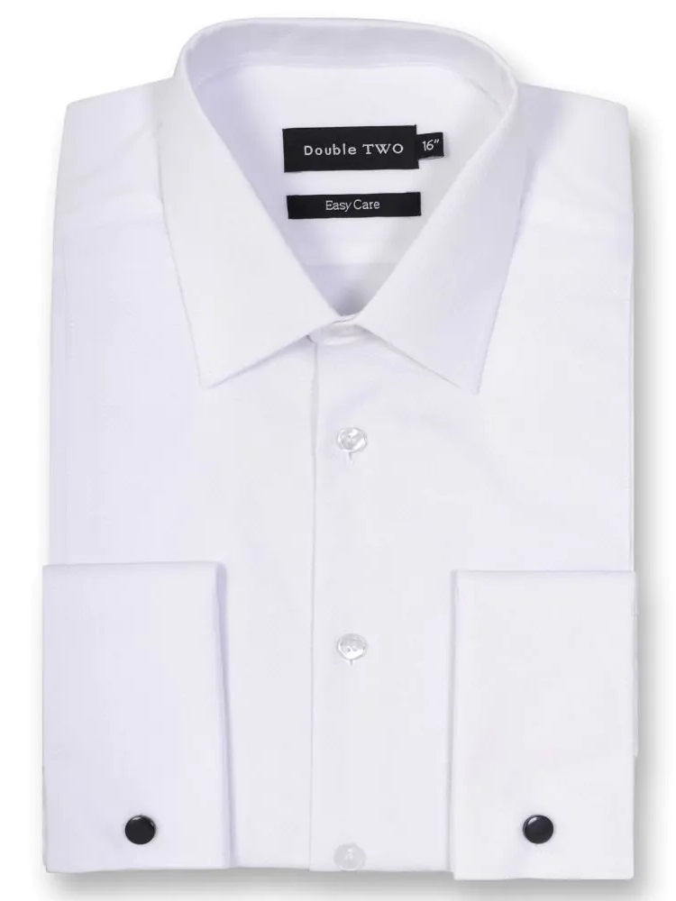 DOUBLE TWO Marcella Dress Shirt - Double Cuff Regular Collar – White