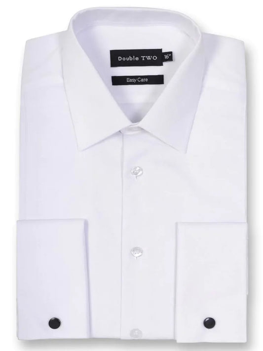 DOUBLE TWO Marcella Dress Shirt -  Double Cuff Regular Collar – White