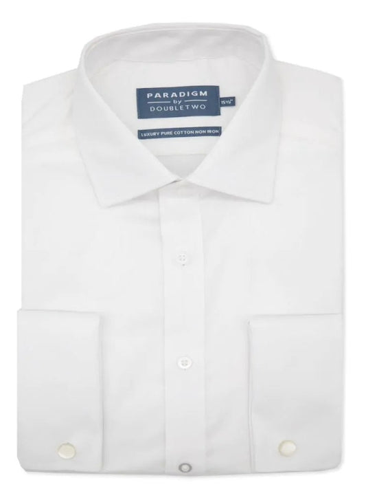 DOUBLE TWO Slim-Fit Paradigm Shirt - Pure Cotton Non Iron Double Cuff – White