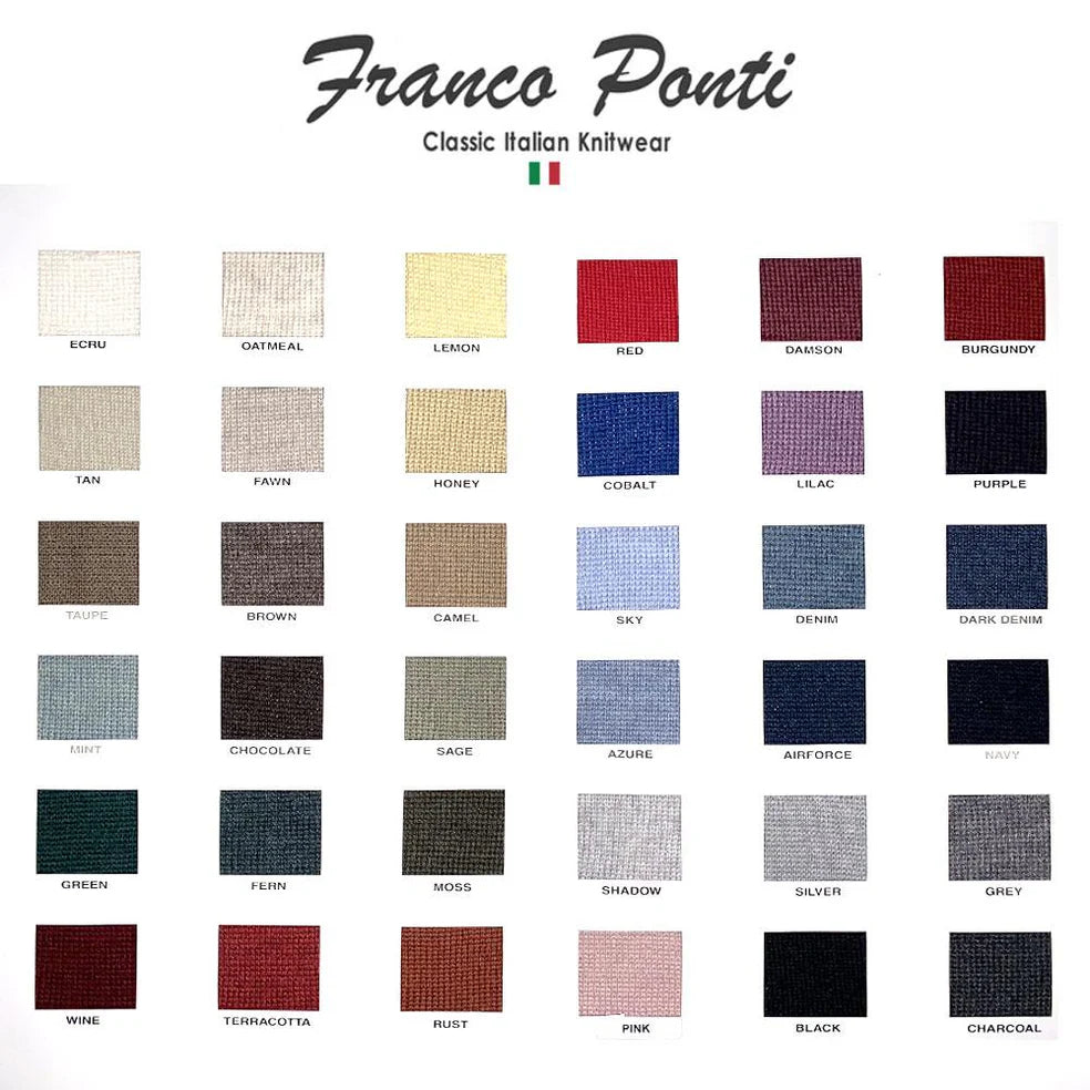 FRANCO PONTI V-Neck - Mens Italian Merino Wool Blend - 6 Colours