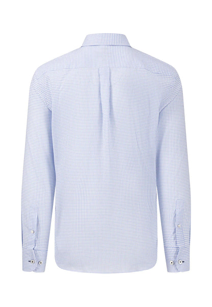 FYNCH HATTON Oxford Shirt - Men's Soft Cotton – Light Blue Check