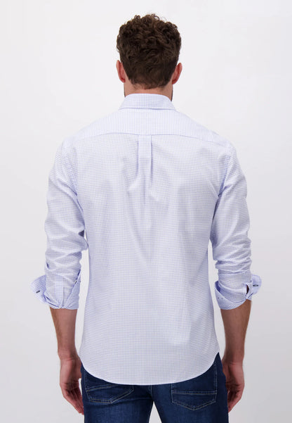 FYNCH HATTON Oxford Shirt - Men's Soft Cotton – Light Blue Check