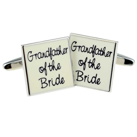 Grandfather of the Bride Square Cufflinks - White & Silver