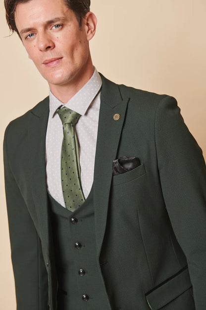MARC DARCY Bromley Three Piece Suit - Olive Green Check