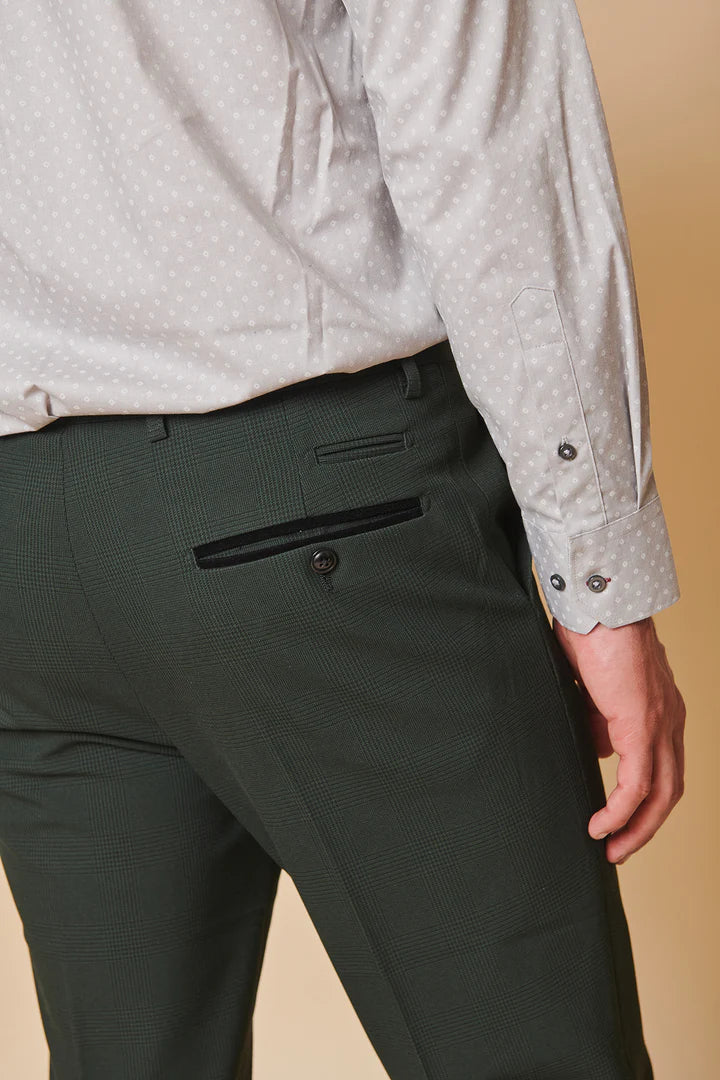 MARC DARCY Bromley Trousers - Olive Green Check