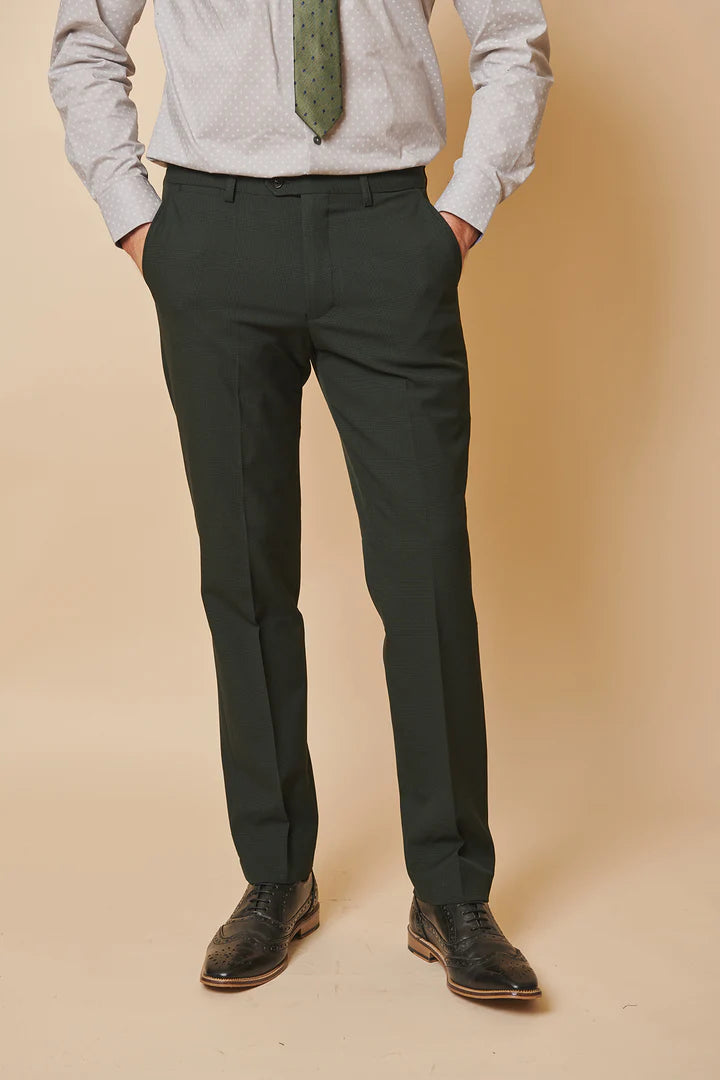 MARC DARCY Bromley Trousers - Olive Green Check