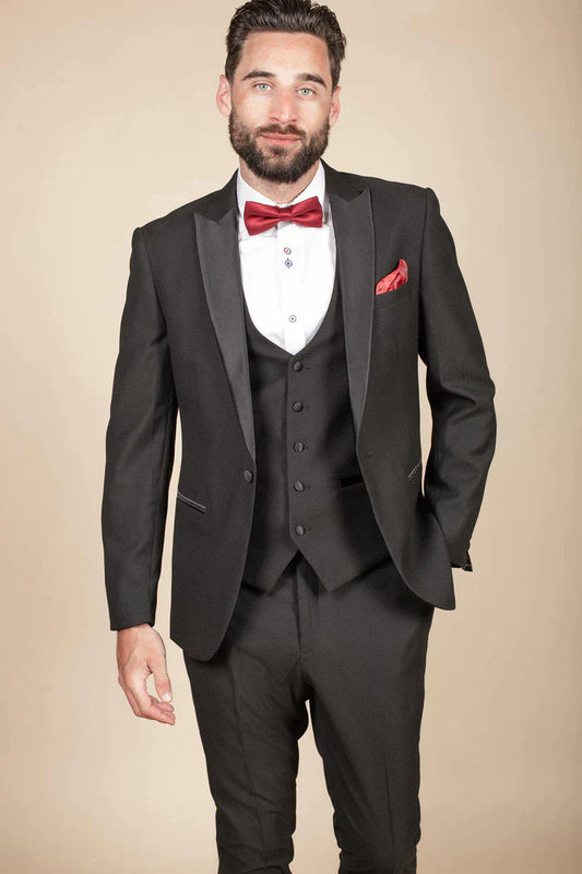 MARC DARCY Dalton Two Piece Evening Suit - Slim-Fit Tuxedo - Black