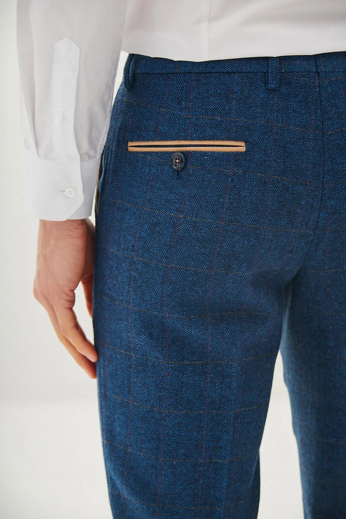 MARC DARCY Dion Tailored Trousers - Blue Tweed Check