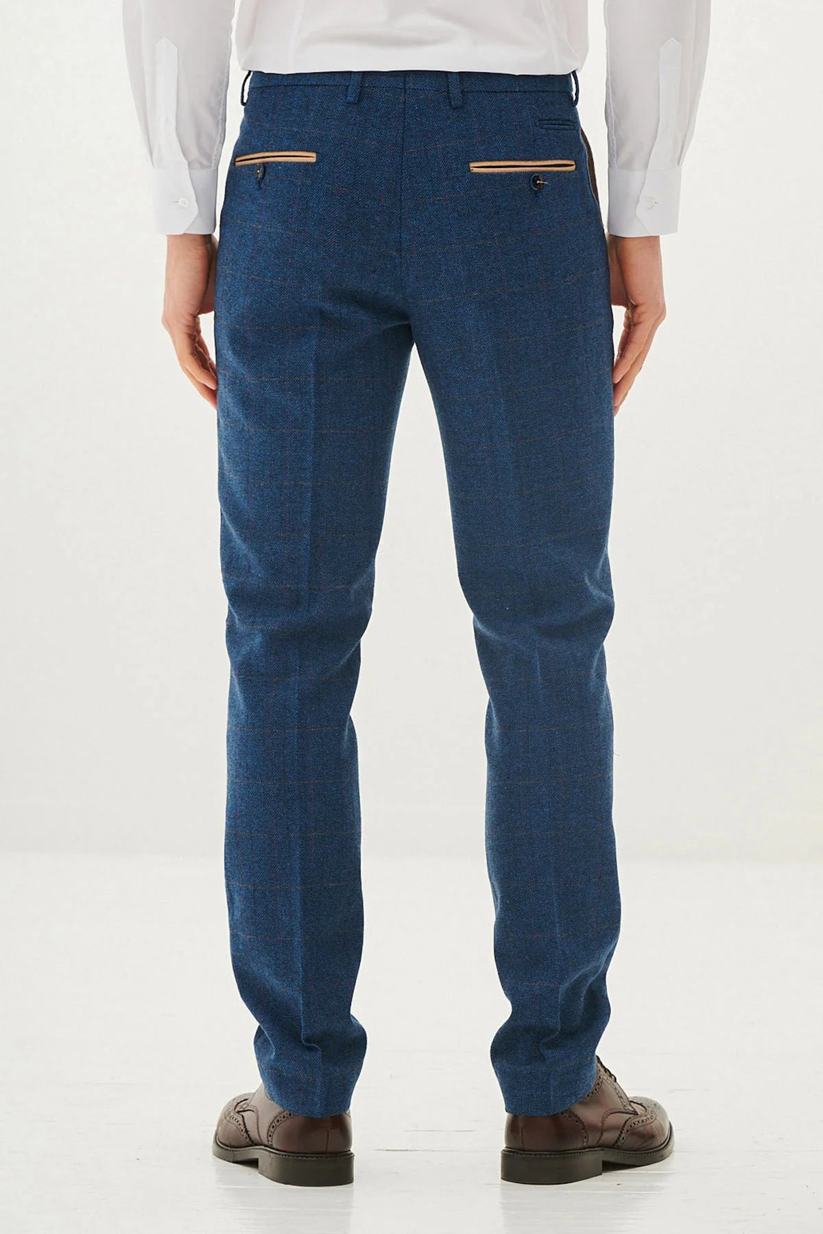 MARC DARCY Dion Tailored Trousers - Blue Tweed Check