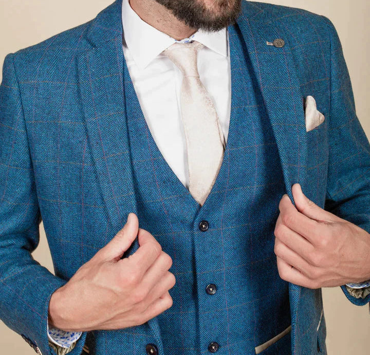 MARC DARCY Dion Blazer - Blue Tweed Check