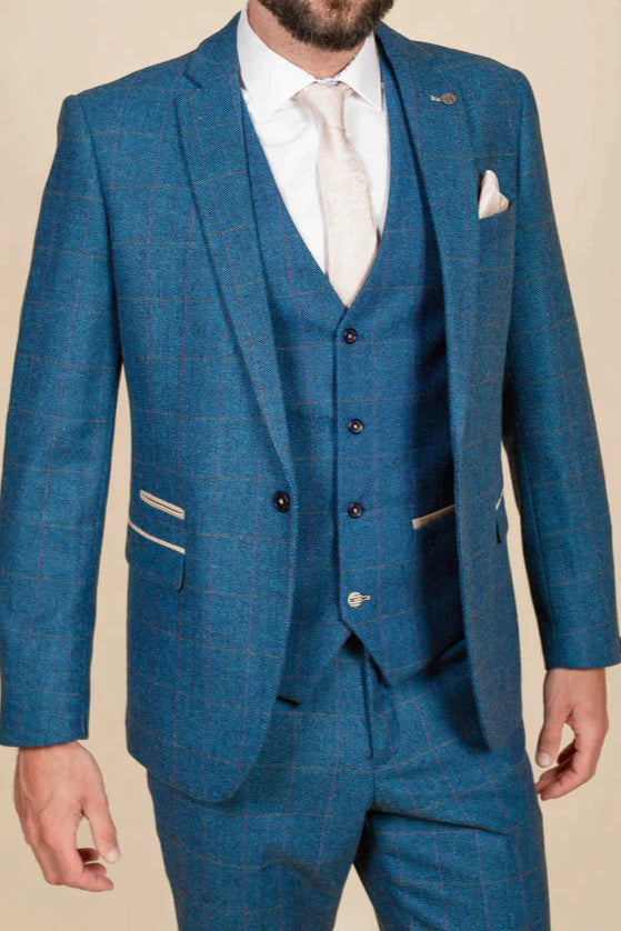 MARC DARCY Dion Blazer - Blue Tweed Check