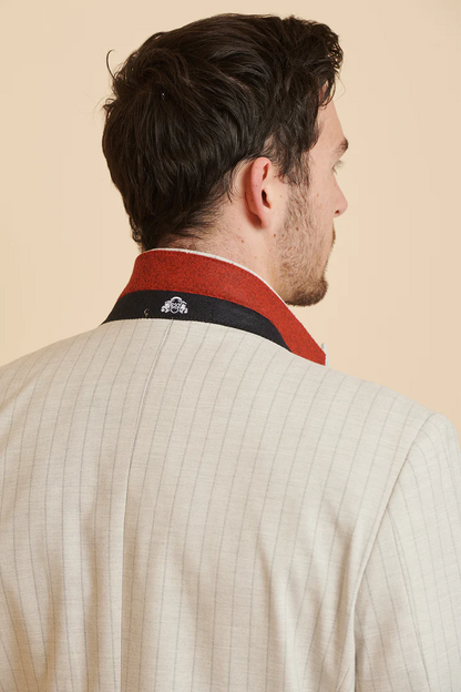 MARC DARCY Grant Tailored Three Piece Suit - Stone Pinstripe