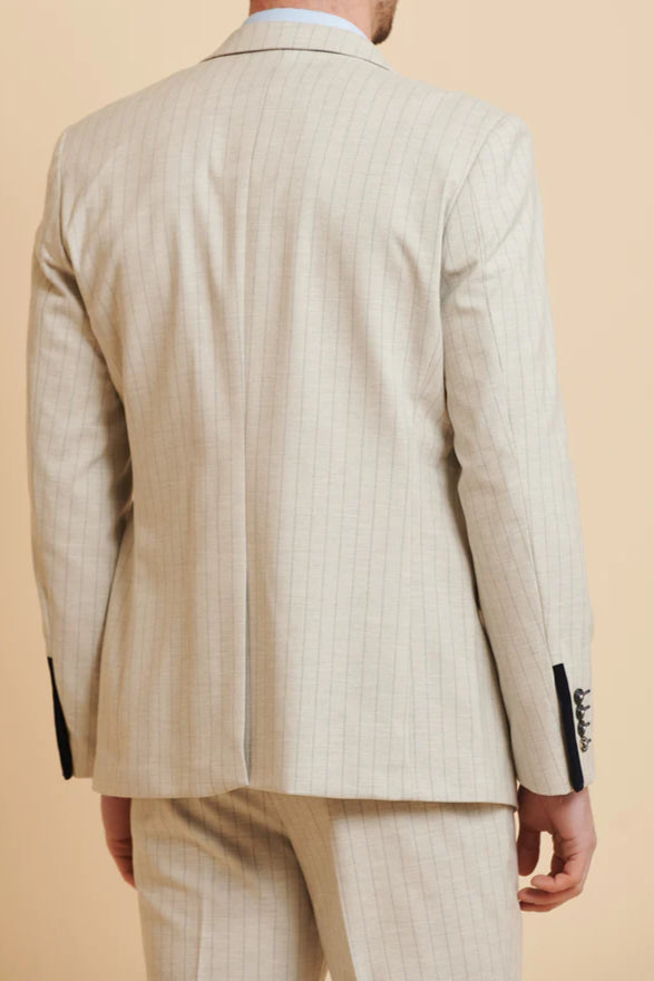 MARC DARCY Grant Tailored Two Piece Suit - Stone Pinstripe