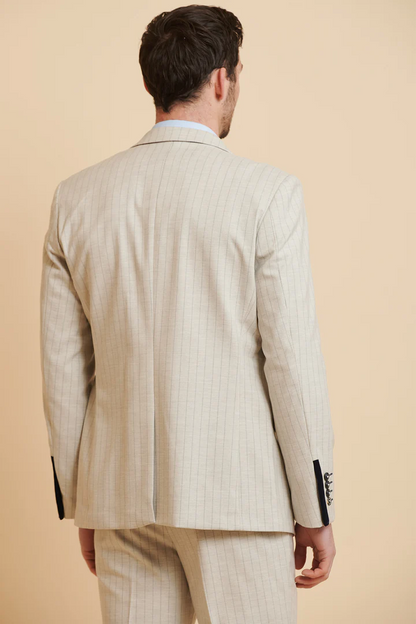MARC DARCY Grant Tailored Two Piece Suit - Stone Pinstripe
