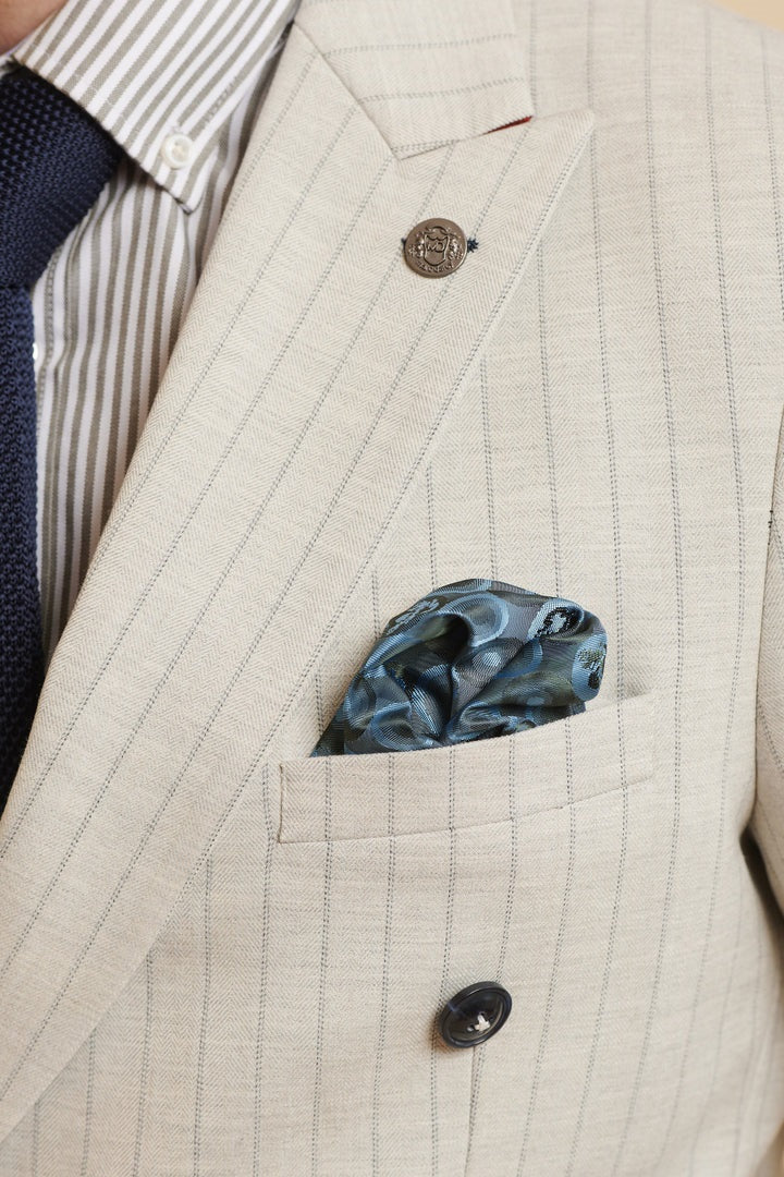 MARC DARCY Grant Tailored Three Piece Suit - Stone Pinstripe