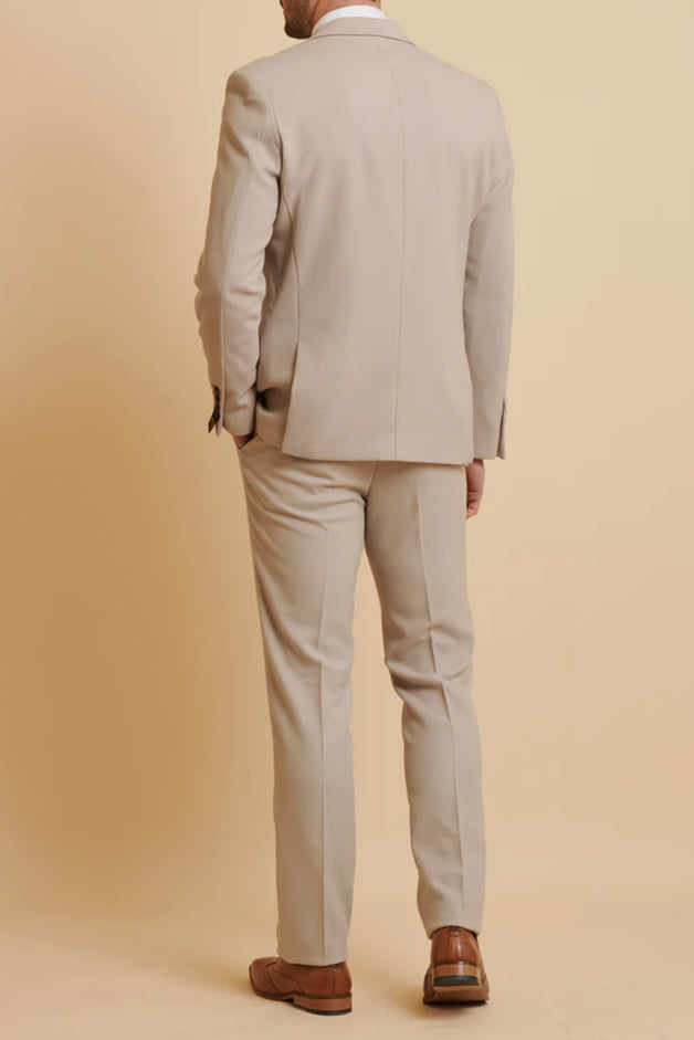 MARC DARCY HM5 Double Breasted Two Piece Suit - Stone