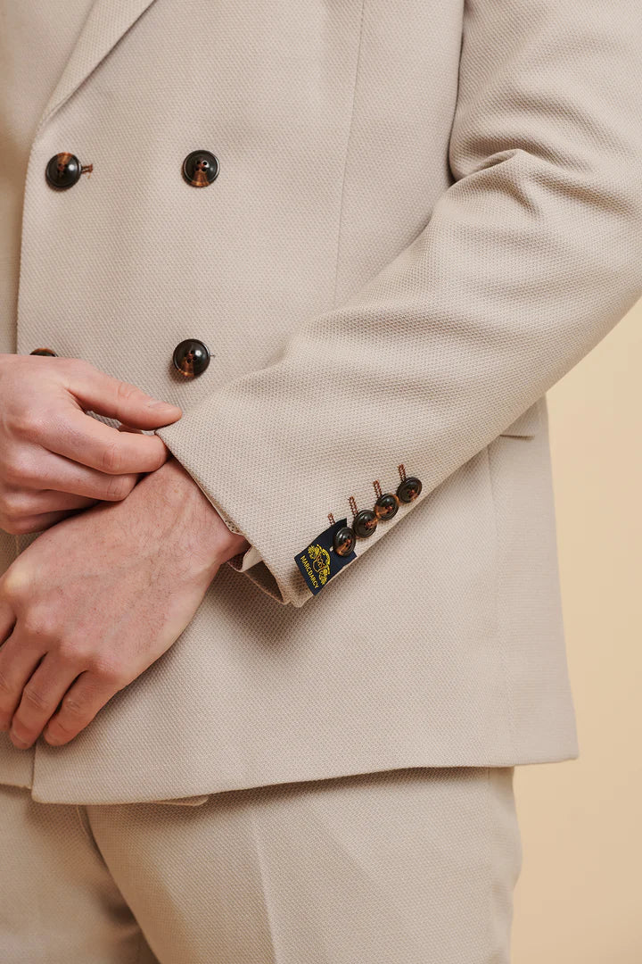 MARC DARCY HM5 Double Breasted Two Piece Suit - Stone