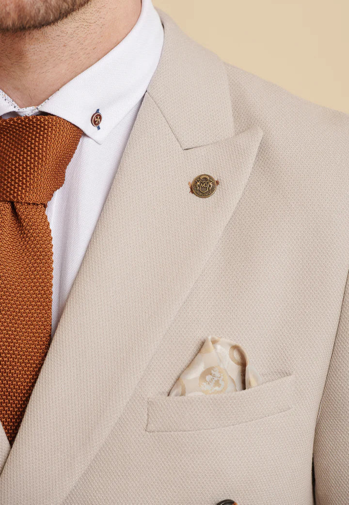 MARC DARCY HM5 Double Breasted Two Piece Suit - Stone