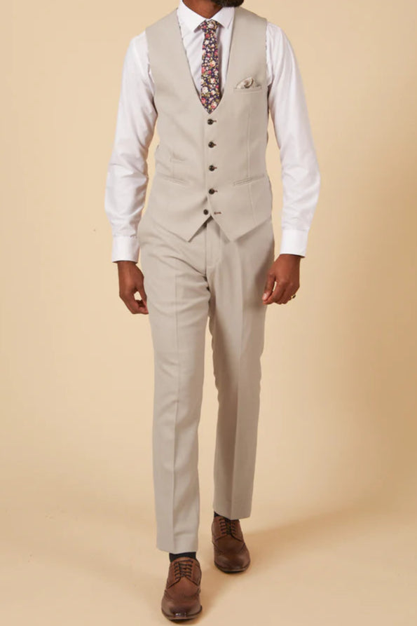 MARC DARCY HM5 Single Breasted Waistcoat - Stone