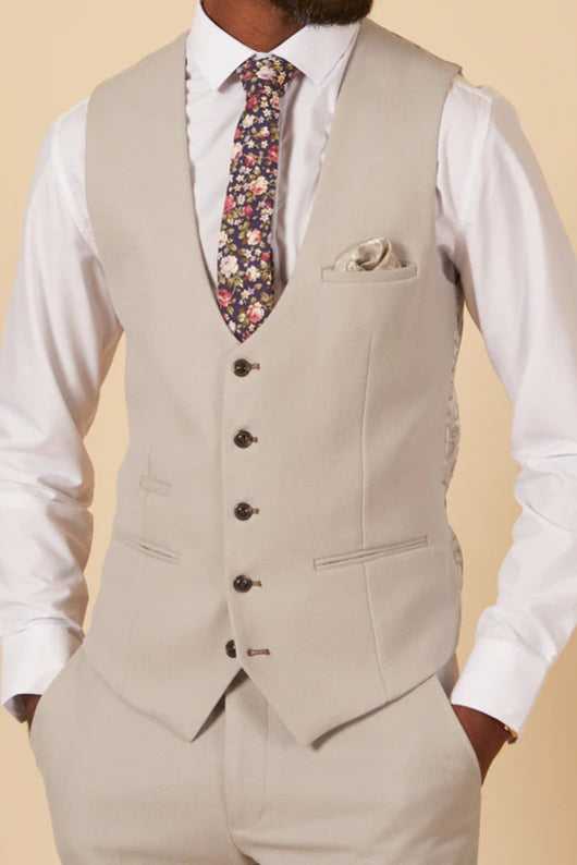 MARC DARCY HM5 Single Breasted Waistcoat - Stone