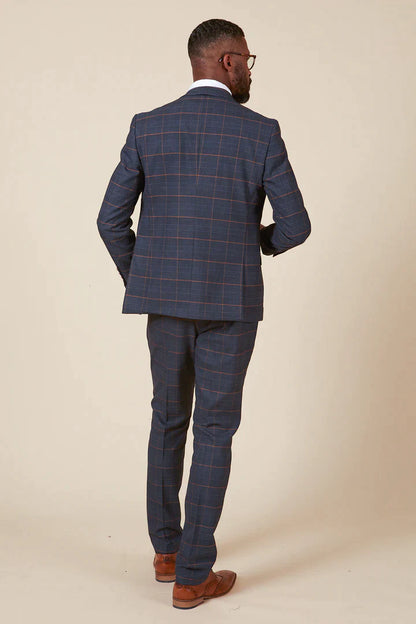 MARC DARCY Jenson Two Piece Suit - Marine Navy Check
