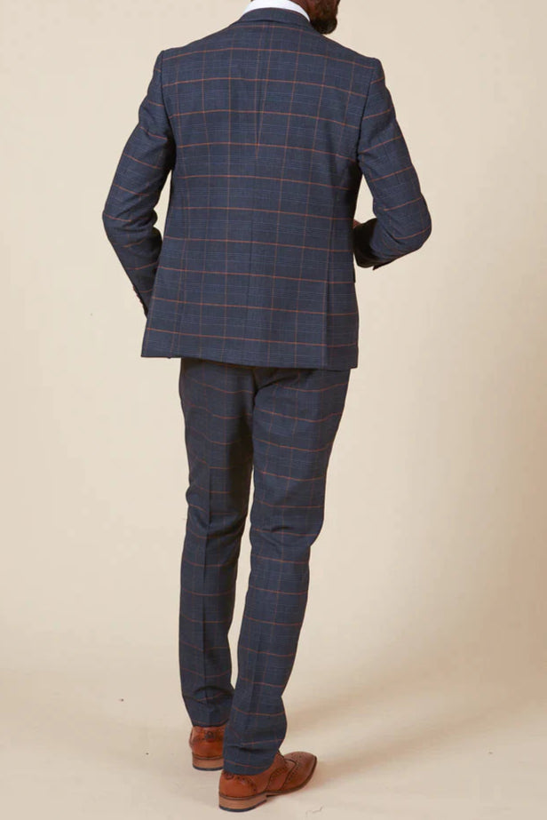 MARC DARCY Jenson Blazer - Marine Navy Check