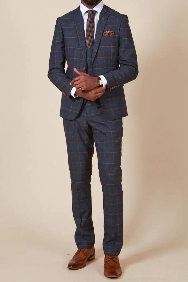 MARC DARCY Jenson Blazer - Marine Navy Check