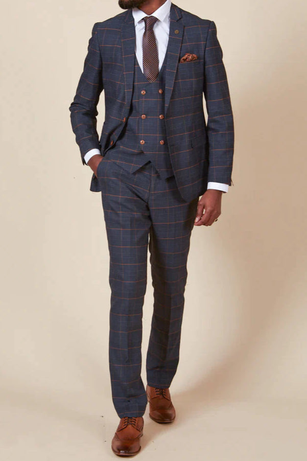 MARC DARCY Jenson Blazer - Marine Navy Check