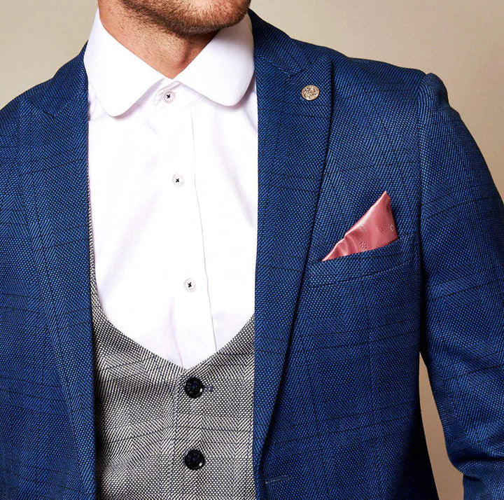 MARC DARCY Jerry Blue Check Suit With Jerry Grey Waistcoat