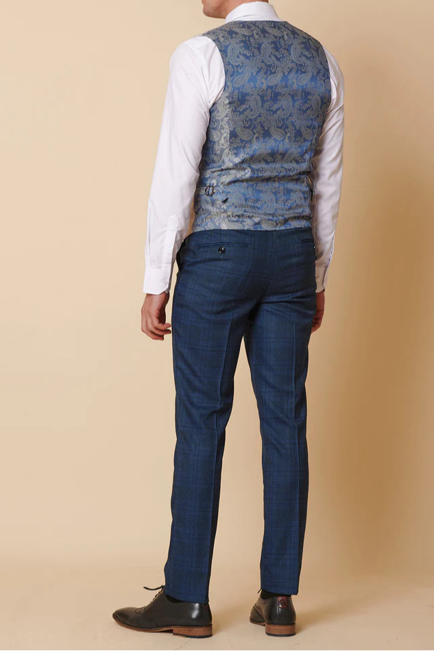MARC DARCY Jerry Blue Check Suit With Kelvin Sky Waistcoat