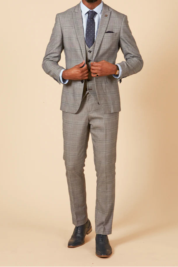 MARC DARCY Jerry Three Piece Suit - Grey Check