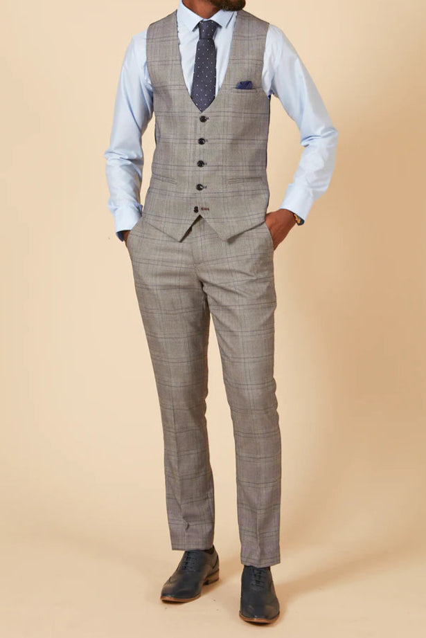 MARC DARCY Jerry Three Piece Suit - Grey Check