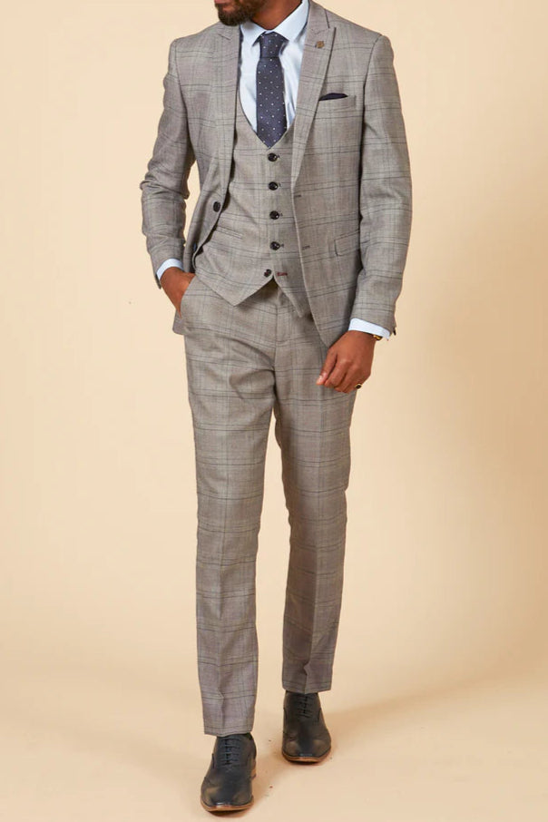 MARC DARCY Jerry Three Piece Suit - Grey Check