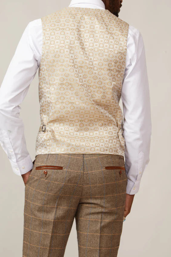 MARC DARCY Kelvin Double Breasted Waistcoat - Cream