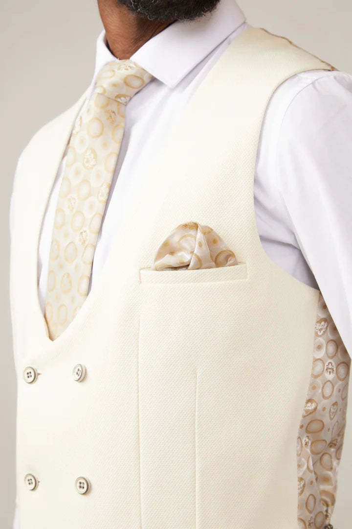MARC DARCY Kelvin Double Breasted Waistcoat - Cream