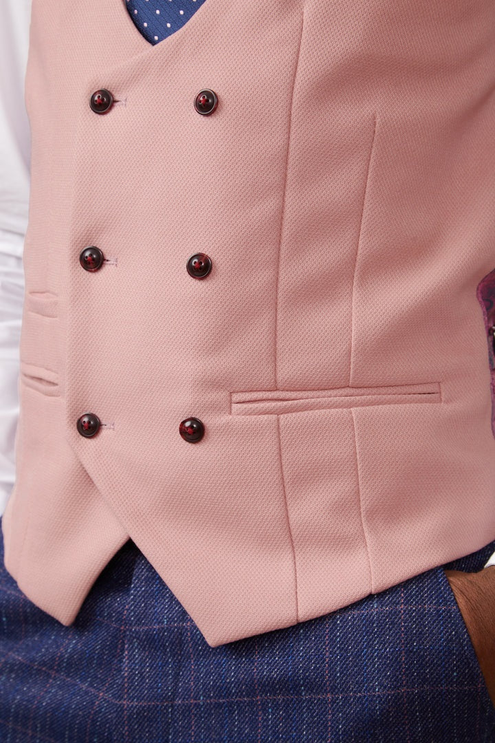 MARC DARCY Kelvin Double Breasted Waistcoat - Pink Blush