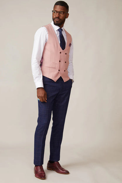 MARC DARCY Kelvin Double Breasted Waistcoat - Pink Blush