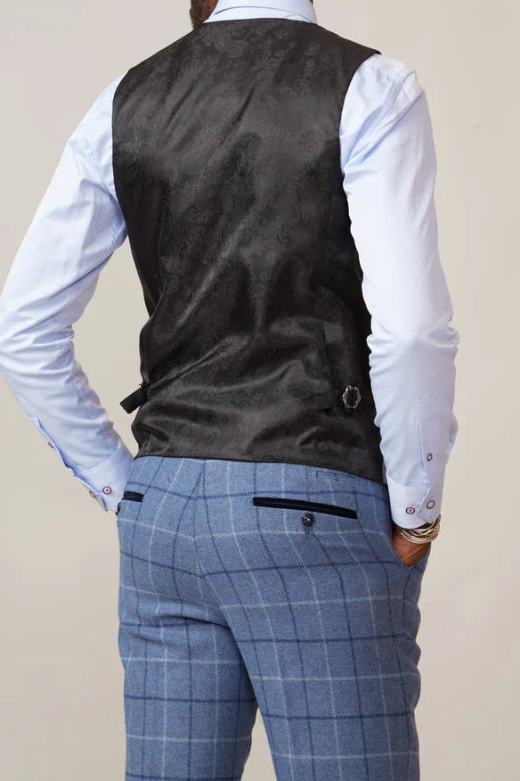 MARC DARCY Kelvin Double Breasted Waistcoat - Silver Grey