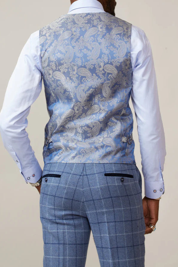 MARC DARCY Kelvin Double Breasted Waistcoat - Sky Blue