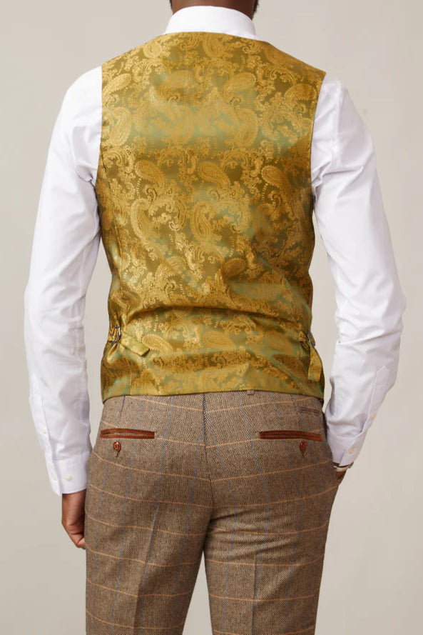 MARC DARCY Kelvin Double Breasted Waistcoat - Tan